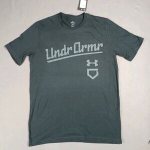 New Under Armour Shirt Men's Size Medium UA Baseball Script Tee TShirt Black